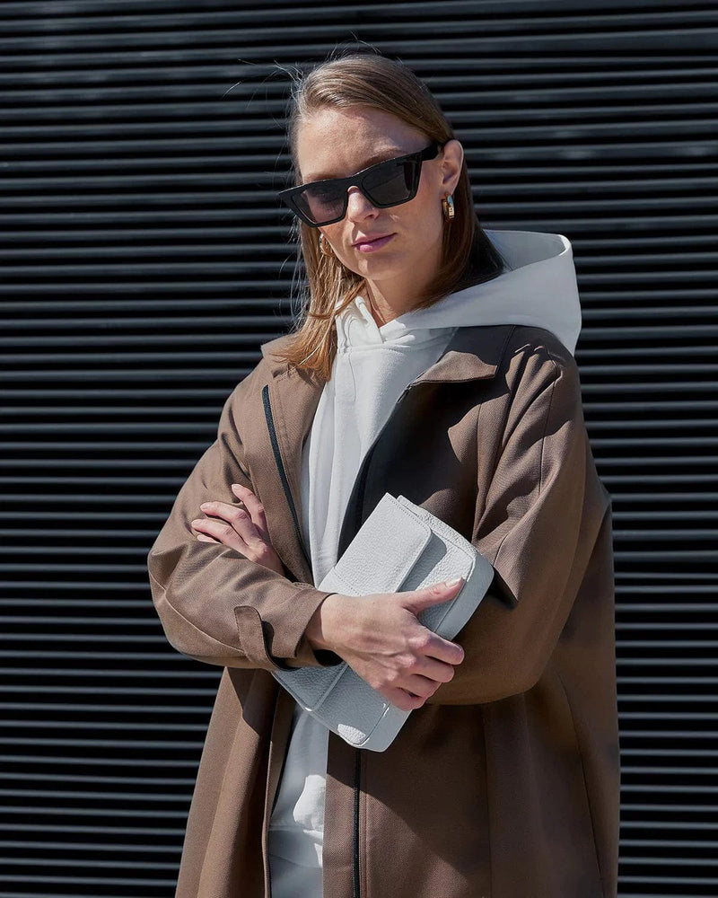 Mila.Vert Water-Resistant Standing Collar Coat | Olive Brown