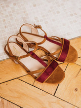 Immaculate Vegan - Minuit sur Terre Alpilles Vegan Suede Flat Sandals | Hazelnut & Brick Red 42