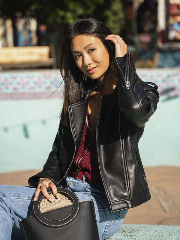 Aliette Vegan Leather Jacket Latte – ROAR CLOTHING PTY LIMITED