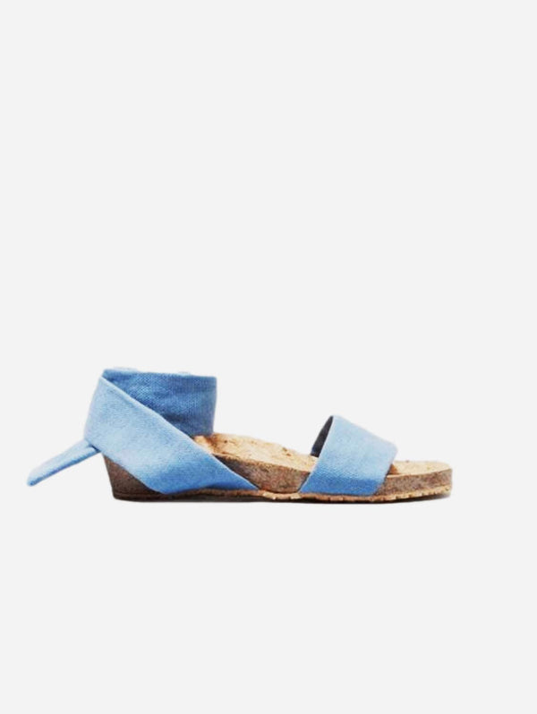 MOMOC Sand Vegan Ankle Tie Sandals | Blue UK7 / EU41 / US9