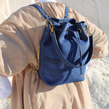 MURMALI Gamma Handcrafted Cork Vegan Bucket Backpack | Navy