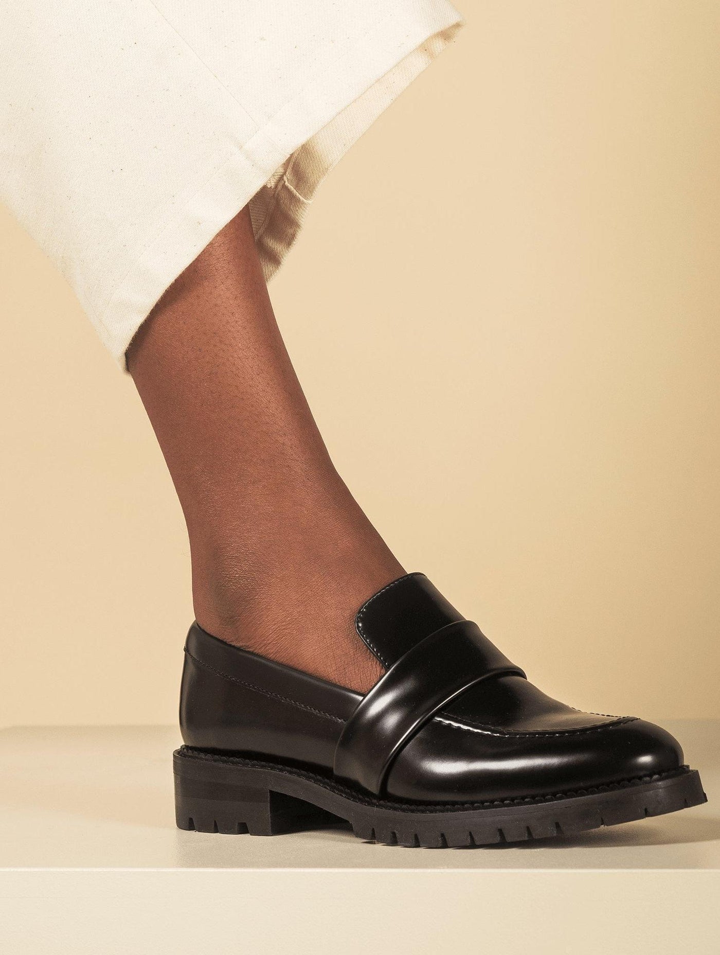 NAE Vegan Shoes - Elena Vegan Leather Chunky Sole Loafers | Black