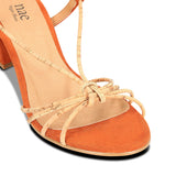 Immaculate Vegan - NAE Vegan Shoes Holly Orange Vegan heeled Cross Sandals with ankle laces