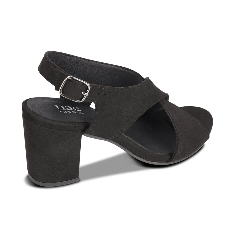 NAE Vegan Shoes Jasmin Black Vegan heel Sandals with a buckle