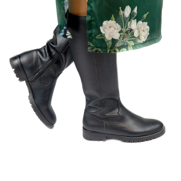 NAE Vegan Shoes Lou - Black knee high boot