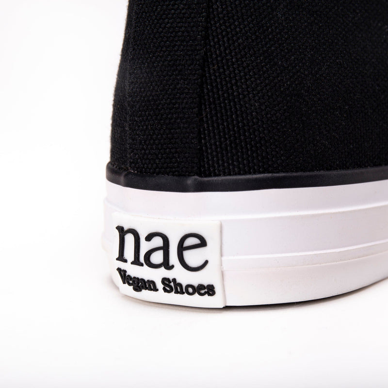 NAE Vegan Shoes Redo PET Black vegan mid-top vulcanized sneakers