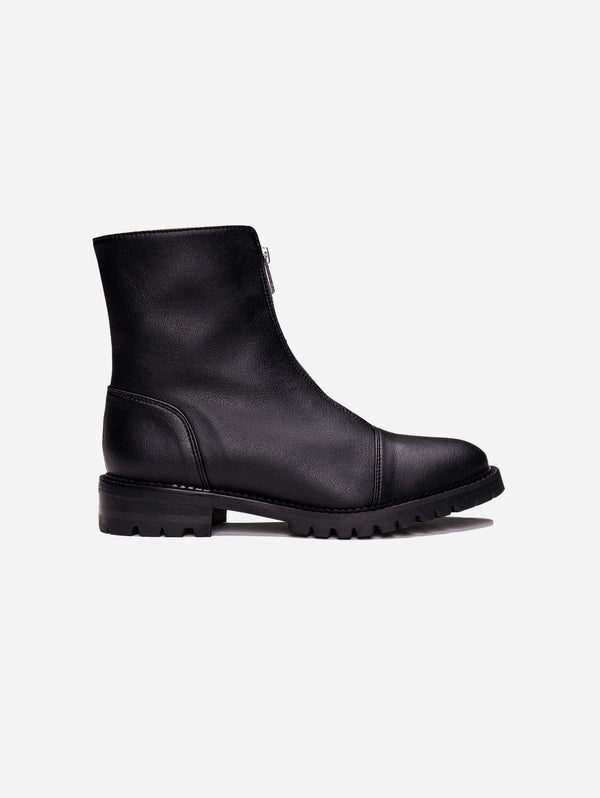 NAE Vegan Shoes Tecla Vegan Leather Front Zip Ankle Boots | Black UK4 / EU37 / US6