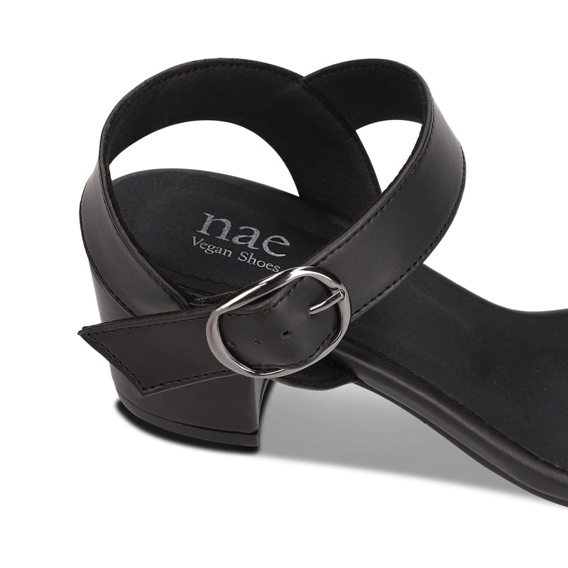 NAE Vegan Shoes Zinnia Black Vegan heeled Sandals with straps