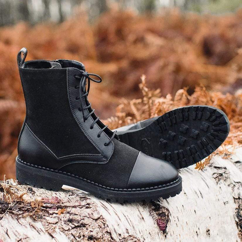NOAH - Italian Vegan Shoes Bettina Vegan Leather & Suede Boots | Black