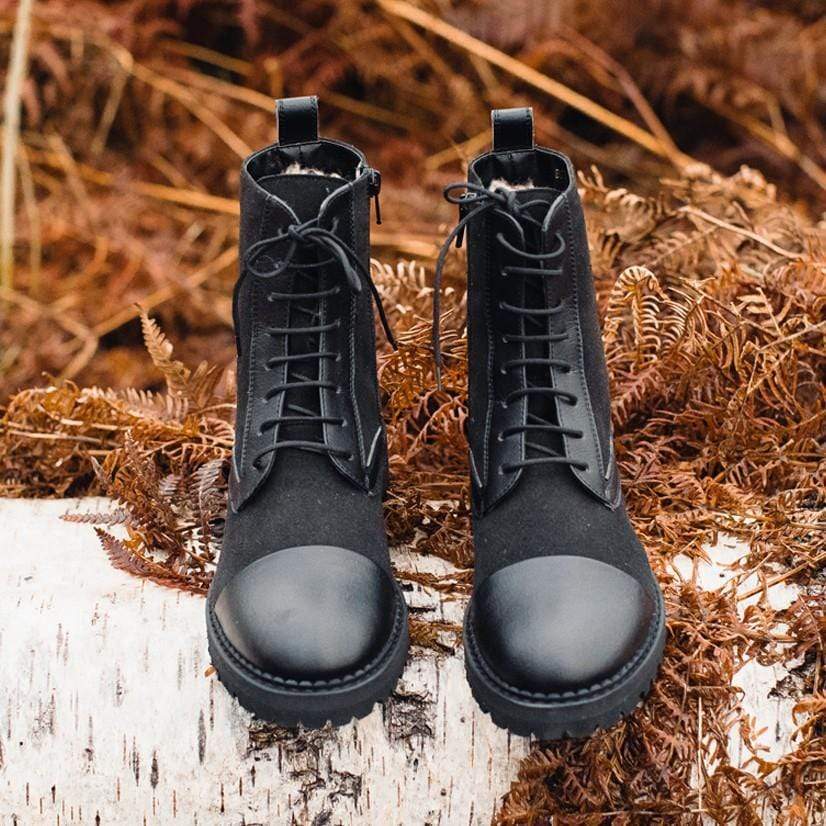 NOAH - Italian Vegan Shoes Bettina Vegan Leather & Suede Boots | Black