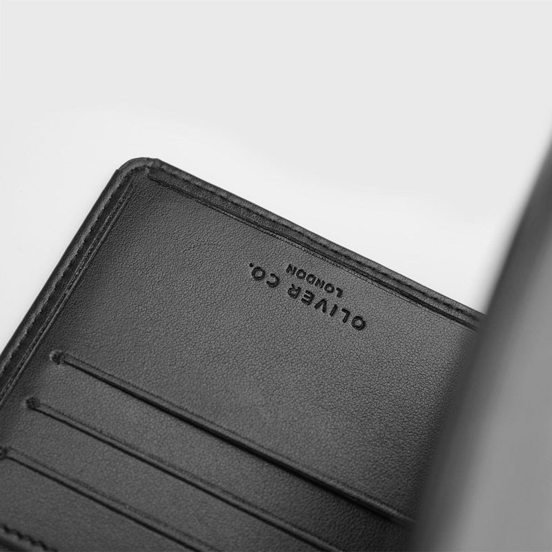 Oliver Co. London Premium Apple leather Classic Bi-fold Wallet | Black Black