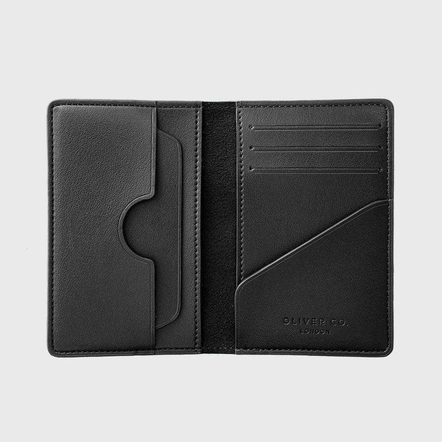 Oliver Co. London Premium RFID Apple Leather Compact Vegan Wallet | Black