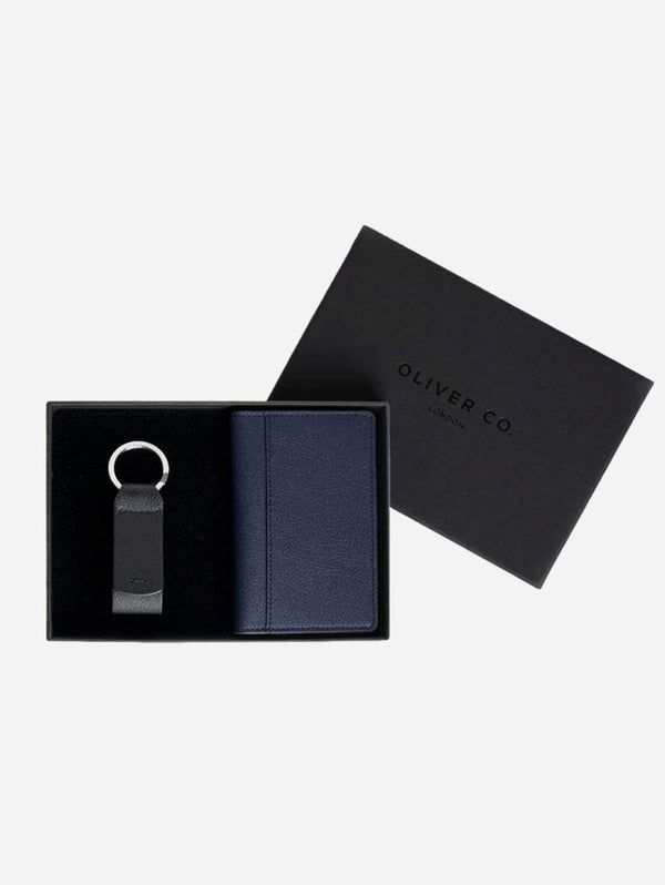 Oliver Co. London RFID Compact Apple Leather Vegan Wallet Gift Set | Coastal Blue