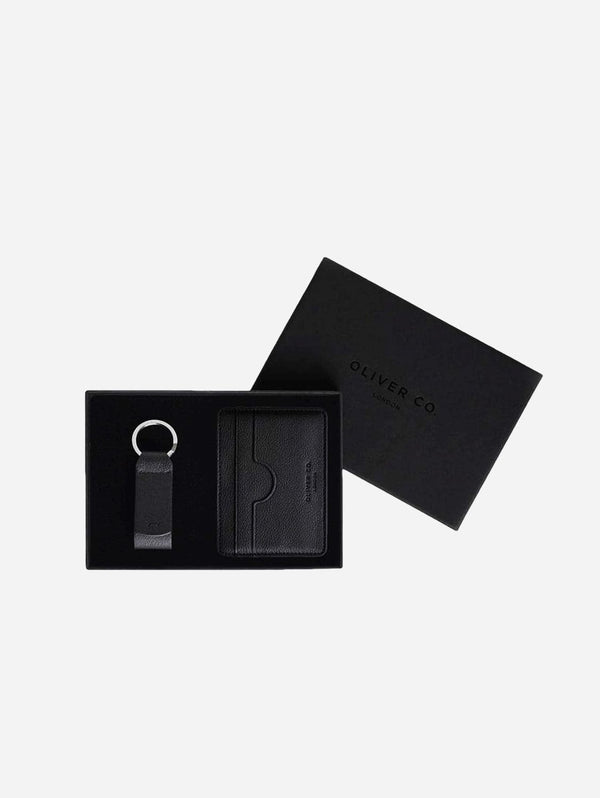 Oliver Co. London Slim Apple Leather Vegan Cardholder Gift Set | Black