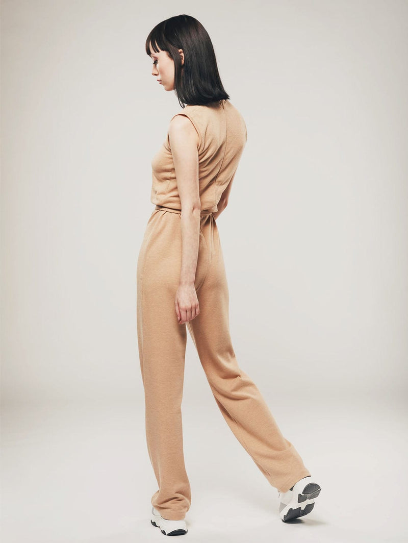 Organique Straight Leg Jumpsuit in Light Brown S