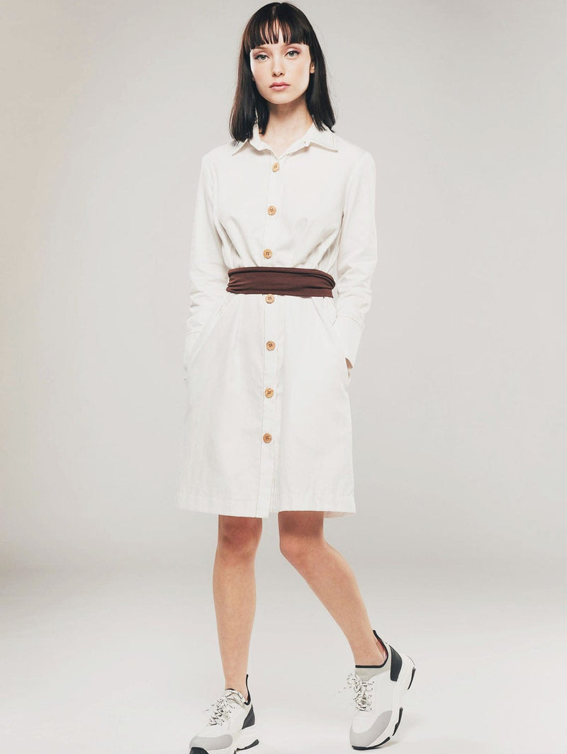 Organique Structured Shirt Dress in White S