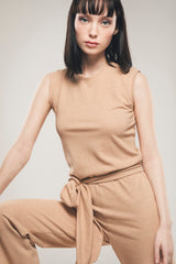 Immaculate Vegan - Organique Straight Leg Jumpsuit in Light Brown