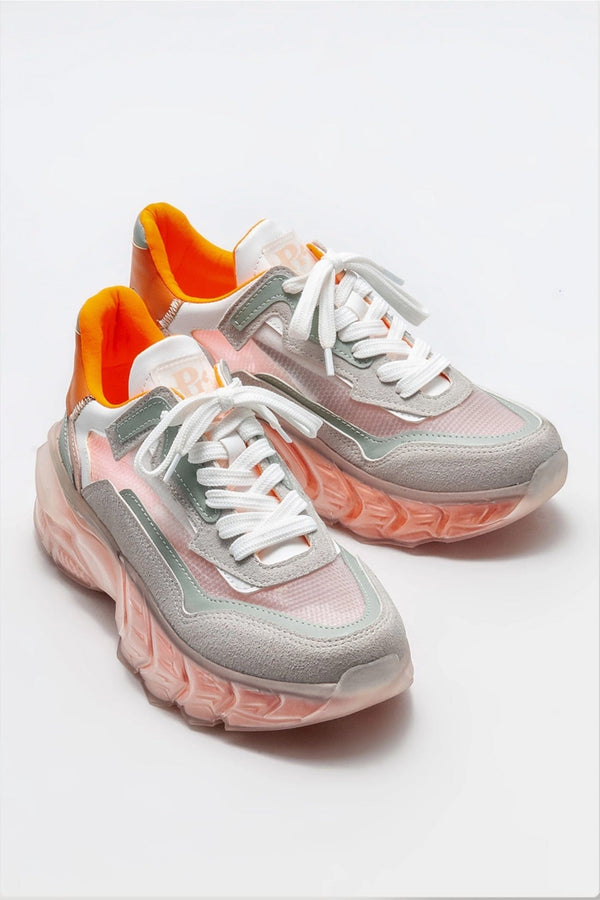 Prologue Shoes The Hybrid -  Women’s Orange/Gray Vegan Comfort Sneakers
