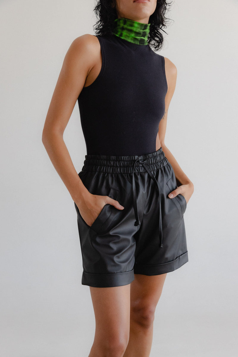 SENTIENT Liberty Desserto® Cactus Leather Vegan Shorts | Black