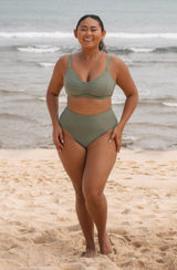 Immaculate Vegan - SEPTEMBER Lucky ECONYL® High Waisted Bikini Bottom | Army Green