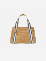 Immaculate Vegan - Stelar Manado Handwoven Atta Vegan Oval Bag | Natural & Blue Stripe