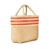 Stelar Nihi Handwoven Bamboo Vegan Small Tote Bag | Natural & Coral