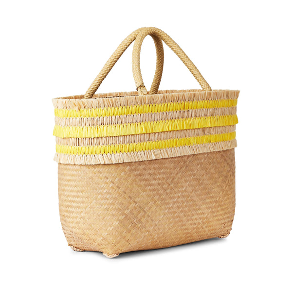 Stelar Nihi Handwoven Bamboo Vegan Small Tote Bag | Natural & Yellow