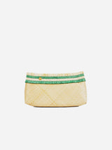 Immaculate Vegan - Stelar Sita Raffia & Bamboo Vegan Clutch Bag | Natural & Emerald Green