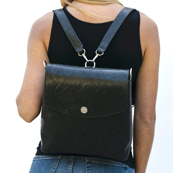 Gemma Vegan Leather Backpack | Black