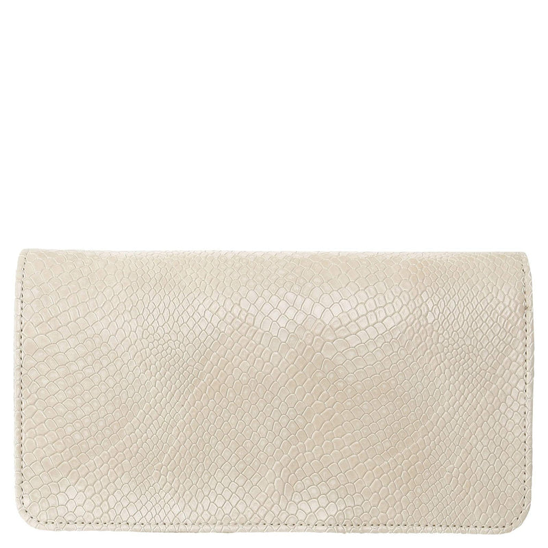 Sara Vegan Leather Chain Wallet Purse | Cream