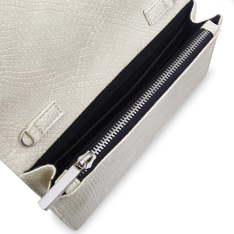 Sara Vegan Leather Chain Wallet Purse | Cream