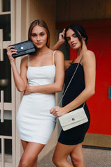 Sara Vegan Leather Chain Wallet Purse | Cream