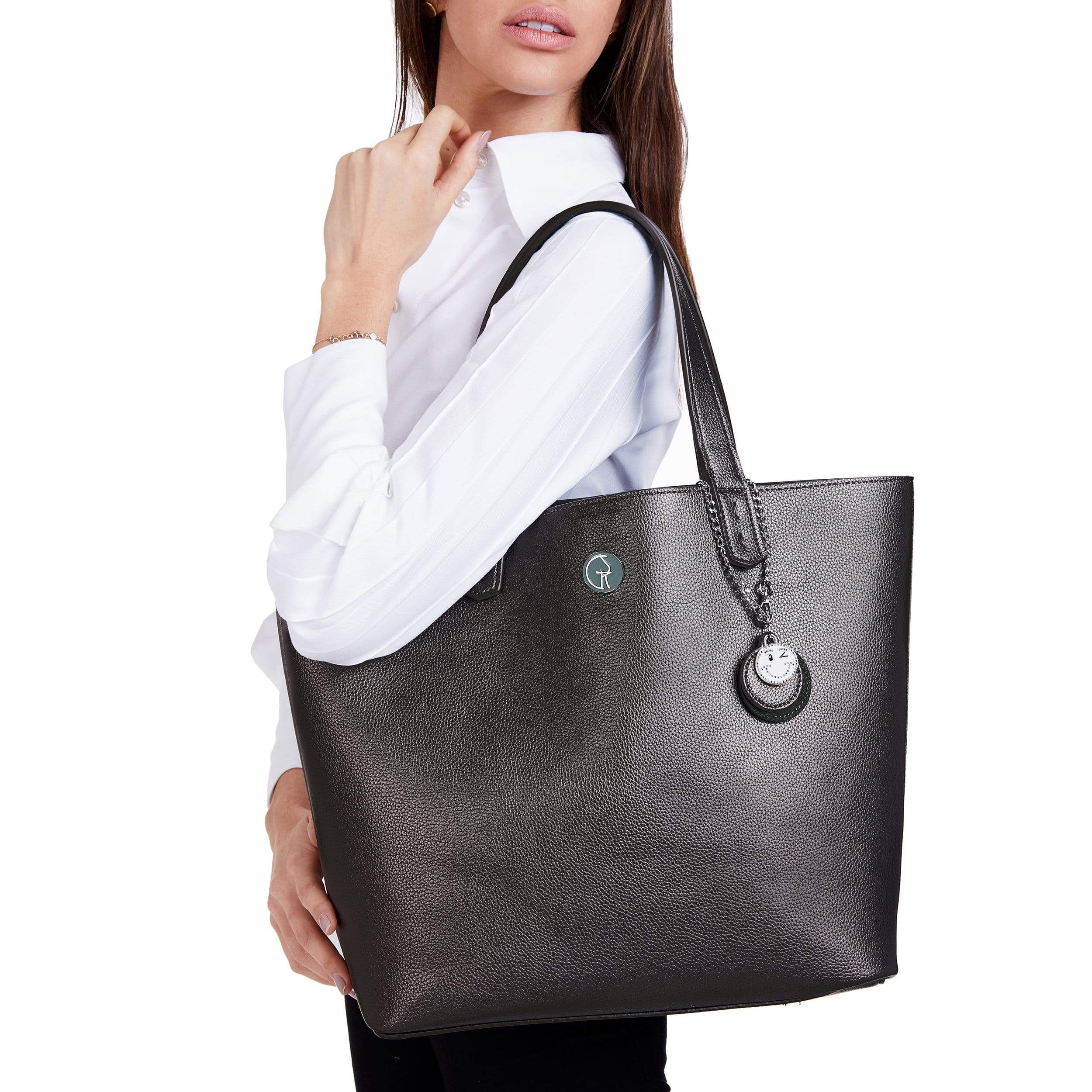 The Morphbag by GSK 3 Vegan Leather Bags in 1 | Forest Green & Metallic