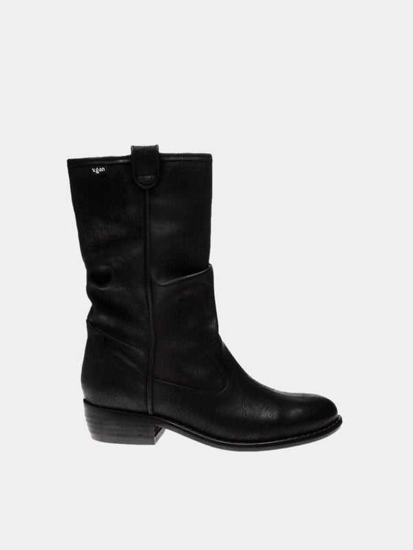 V.GAN Hummus Women's Vegan Leather Mid Calf Boots | Black UK3 / EU36 / US5