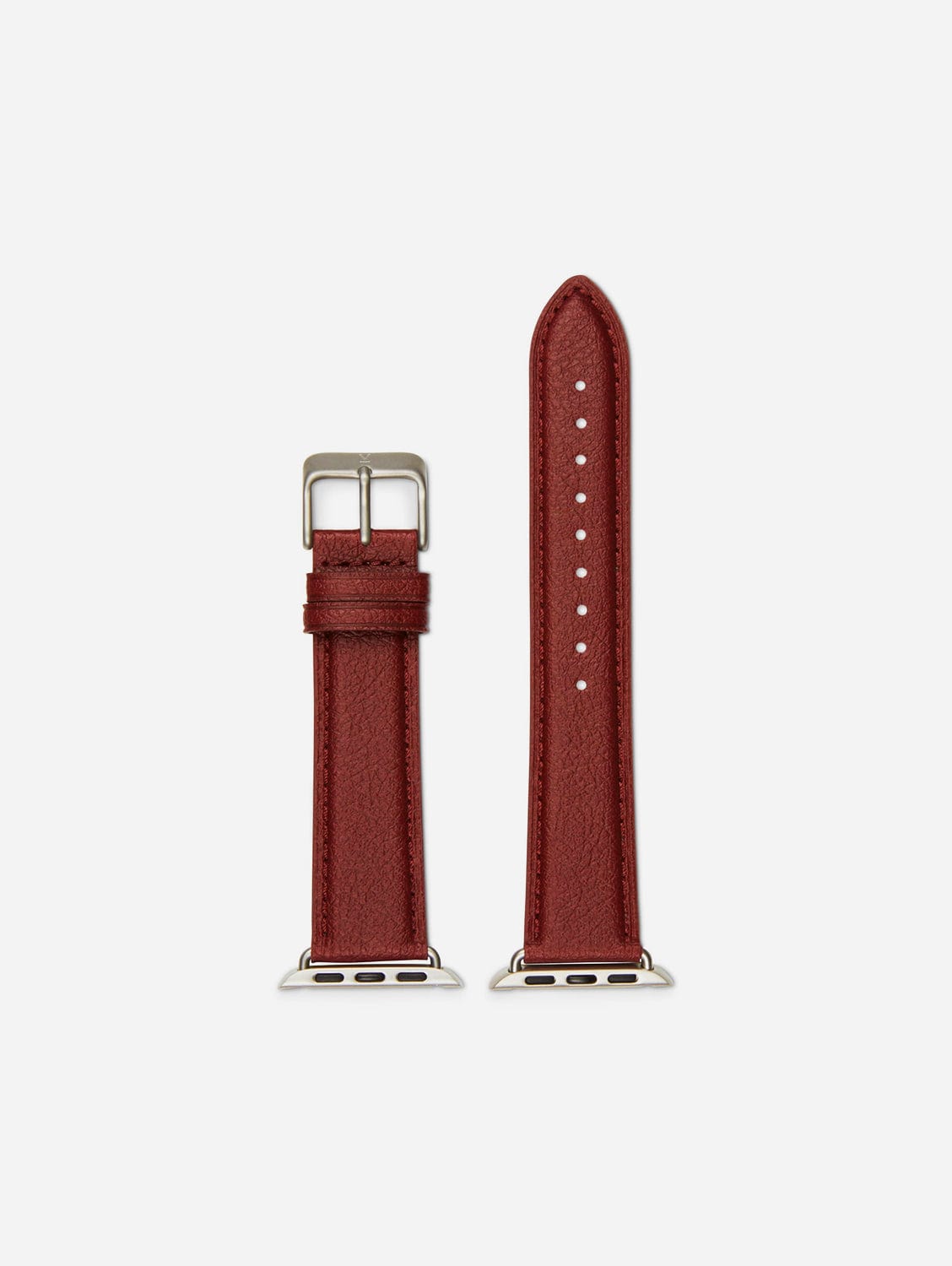 Votch Apple Compatible Apple Leather Vegan Watch Strap | Red & Silver 38/40mm