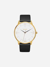 Immaculate Vegan - Votch Aalto Gold & White Dial Watch |  Black Vegan Leather Strap