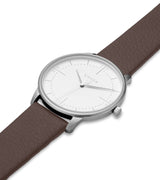 Immaculate Vegan - Votch Aalto Silver & White Dial Watch | Brown Vegan Leather Strap