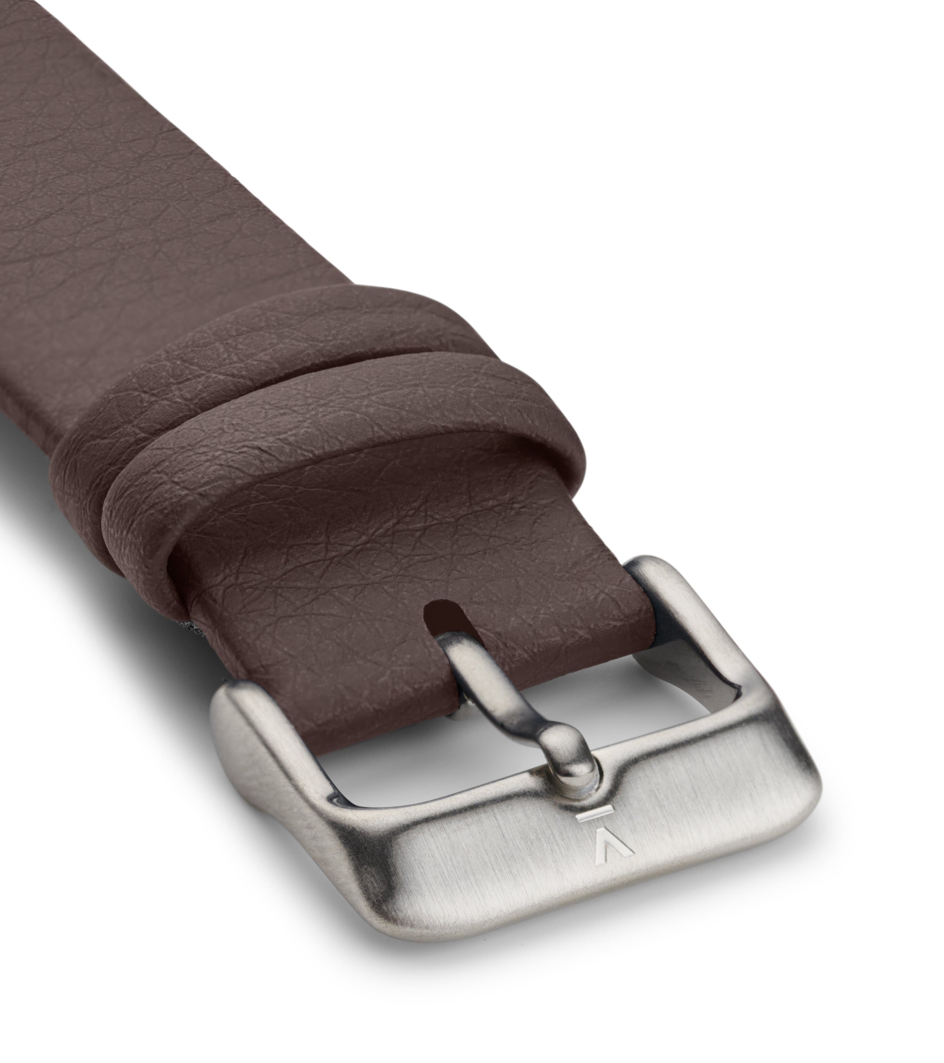 Votch Aalto Silver & White Dial Watch | Brown Vegan Leather Strap