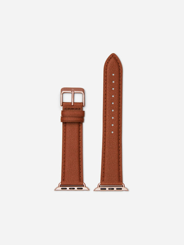 Votch Apple Compatible Apple Leather Vegan Watch Strap | Brown & Rose Gold