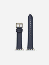Votch Apple Compatible Apple Leather Vegan Watch Strap | Navy & Silver