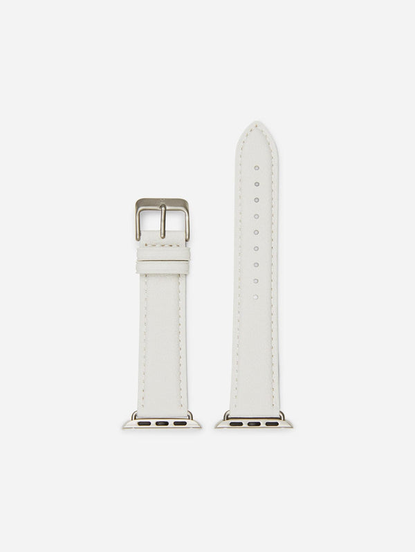 Votch Apple Compatible Apple Leather Vegan Watch Strap | Off White & Silver