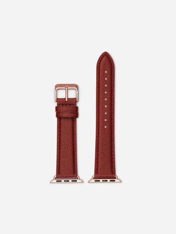 Votch Apple Compatible Apple Leather Vegan Watch Strap | Red & Rose Gold