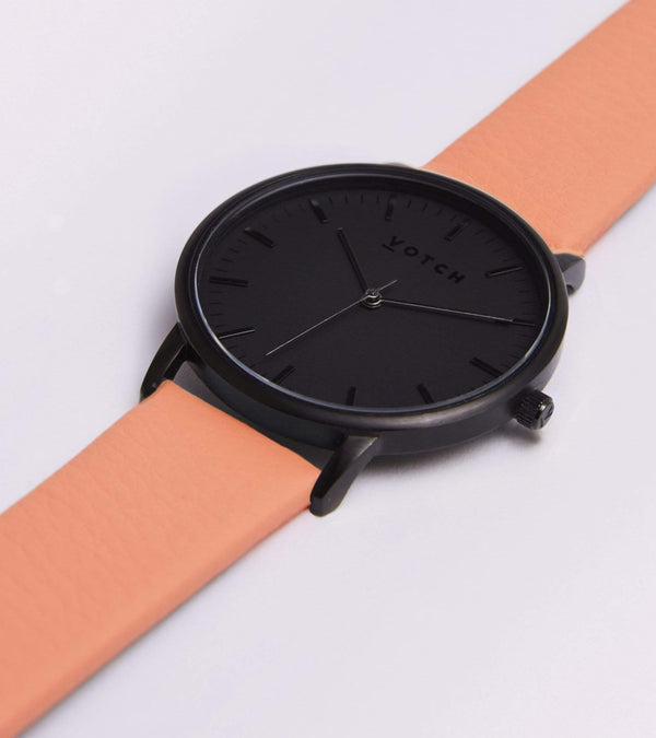 Votch Black & Coral with Black Face Vegan Watch | Moment