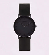 Classic Watch with Black Dial | Black Piñatex Vegan Leather Strap