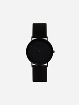 Classic Watch with Black Dial | Black Piñatex Vegan Leather Strap
