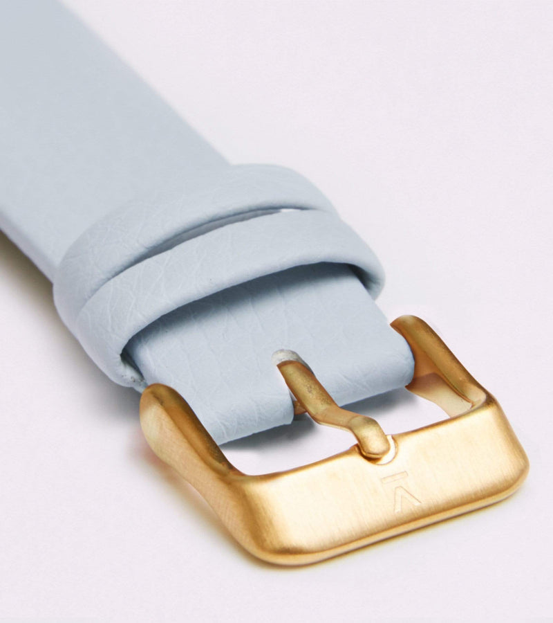 Moment Watch with Gold & White Dial | Light Blue Vegan Leather Strap