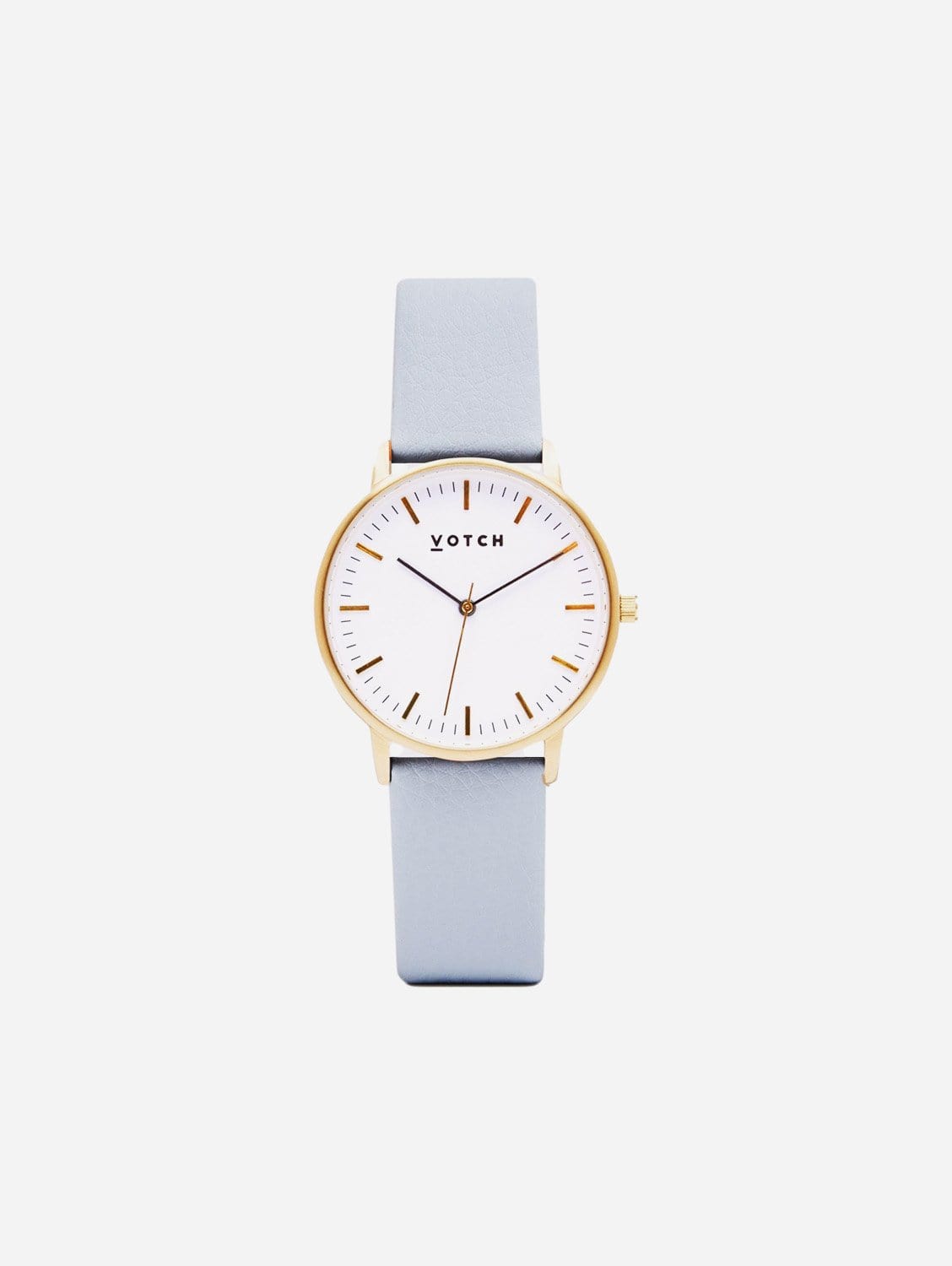 Moment Watch with Gold & White Dial | Light Blue Vegan Leather Strap ...