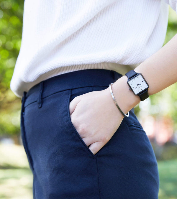 Votch Kindred Black & White Dial Watch | Black Vegan Leather Strap