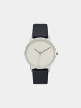 Immaculate Vegan - Votch Lyka Silver and Black Watch with Grey Face | Black Vegan Leather Strap