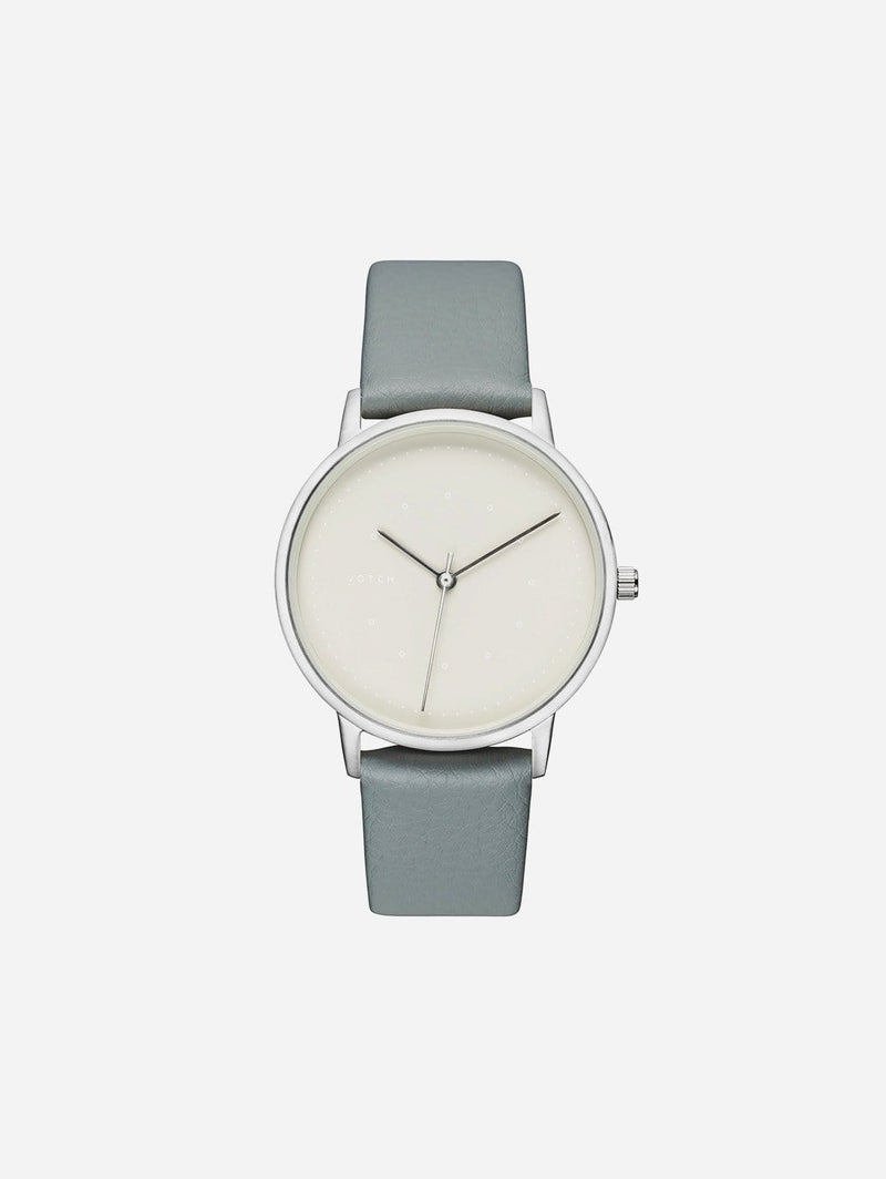 Votch Lyka Silver & Grey Dial Watch | Ocean Grey Vegan Leather Strap